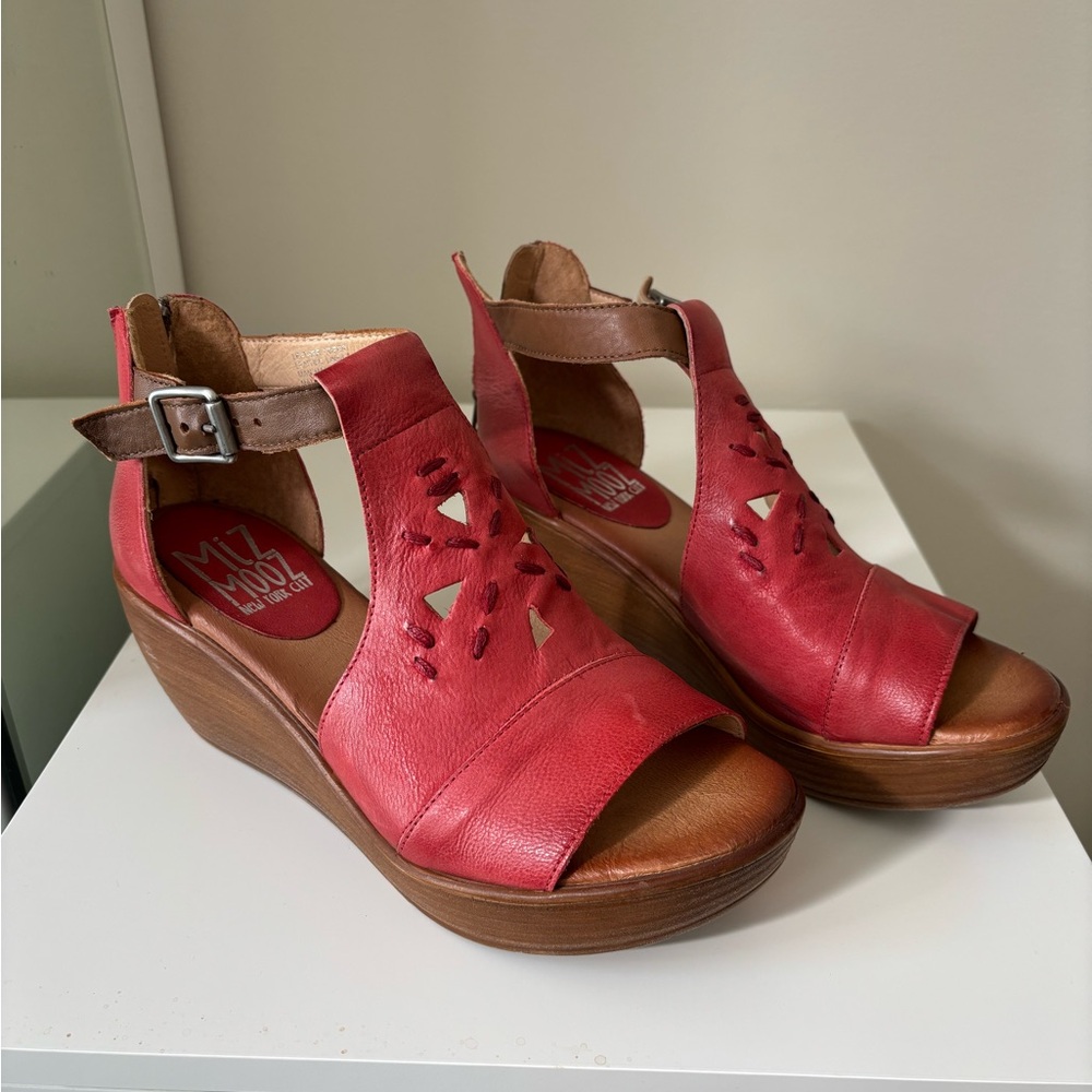 Miz Mooz Red *Skyla* Leather Wedge Sandals